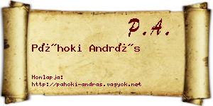 Páhoki András névjegykártya